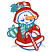 C1: Snow---Ice Cap(Isacord 40 #1074)&#13;&#10;C2: Snowman & Trim---White(Isacord 40 #1002)&#13;&#10;C3: Hat & Candy Stripes---Carnation(Isacord 40 #1121)&#13;&#10;C4: Cheeks---Aura(Isacord 40 #1111)&#13;&#10;C5: Berries, Gift & Scarf Stripe---Lemon Frost(