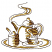 C1: Tea Set---Palomino(Isacord 40 #1070)&#13;&#10;C2: Tea Set Outlines---Cinnamon(Isacord 40 #1247)