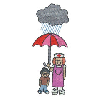 NURSE AND CHILD W/UMBRELLA