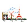 CASTLE,WINDMILL & EIFFEL TOWER