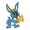 RABBIT HOLDING FLOWERS