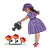 GIRL WATERING FLOWERS APPLIQUE