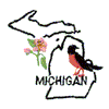 MICHIGAN OUTLINE & BIRD