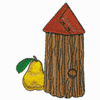 BIRDHOUSE AND PEAR