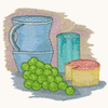 JUG, GLASS, GRAPES & CHEESE