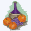 CARAFE, ORANGES, AND GRAPES