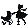 CROSS STITCH GIRL PUSHING STROLLER