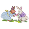 BUNNIES PICKING FLOWERS