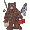 BEAR WITH FISHING EQUIPMENT