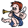 ANIMATED CHERUB BLOWING HORN