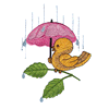 BIRD HOLDING UMBRELLA