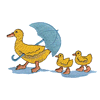 DUCK W/UMBRELLA & DUCKLINGS