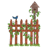 FENCE W/BIRD AND BIRD HOUSE