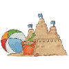 SAND CASTLE AND BEACH BALL