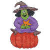 WITCH SITTING ON PUMPKIN