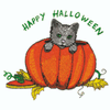 HAPPY HALLOWEEN CAT AND PUMPKIN